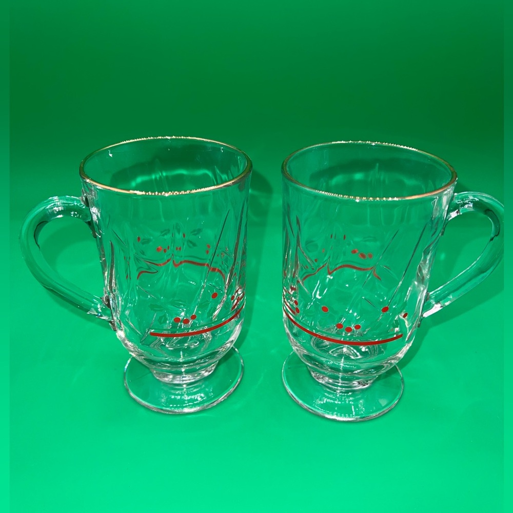 Vintage Christmas Coffee Mug (Pair) Holly and Berries